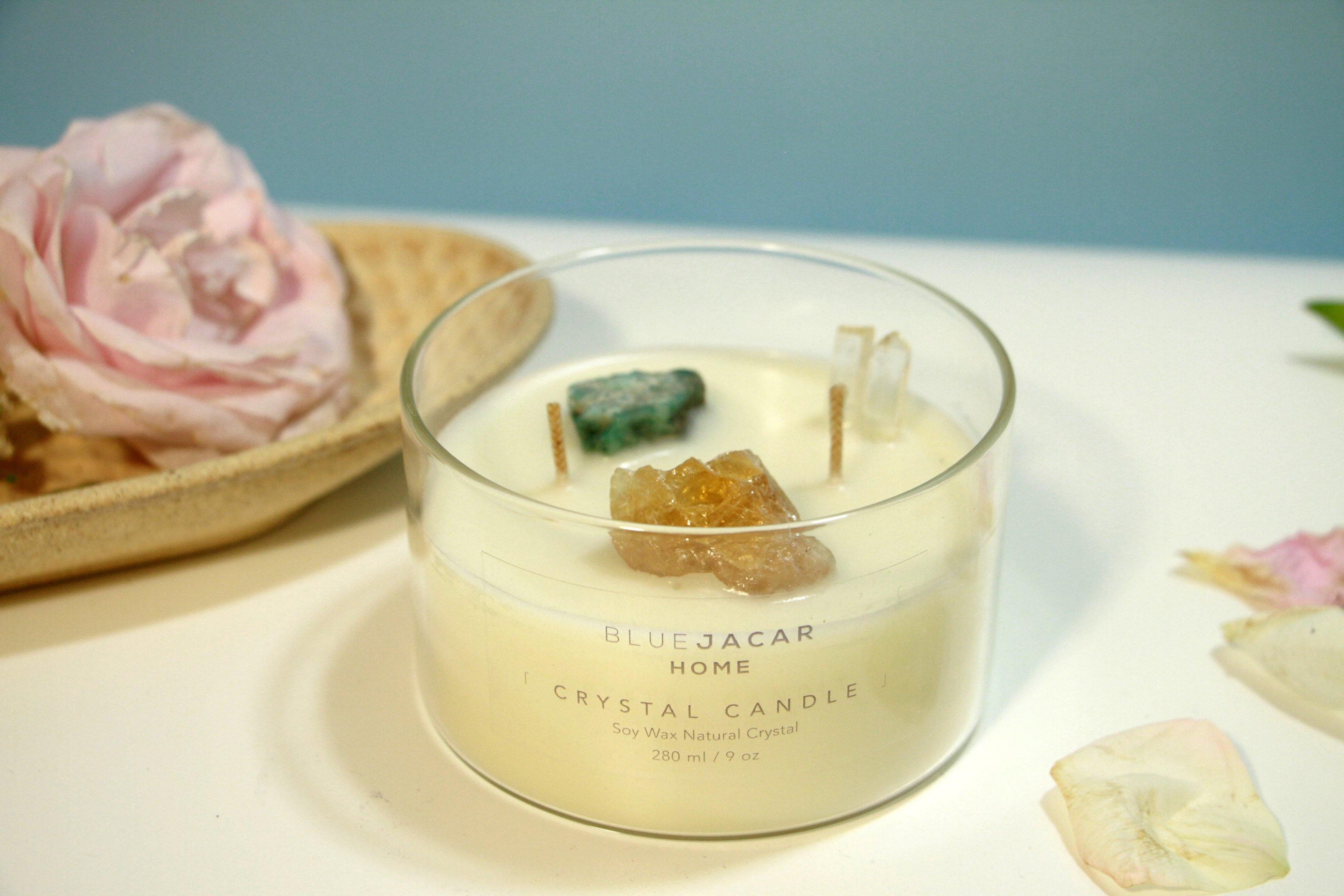 'Summer Sea Breeze' Crystal Healing Candle - Blue Jacar, Candle