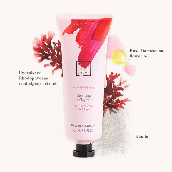 Rose Damasacena & Vitamin E Cleansing Pink Clay Mask - Blue Jacar, Skin Care