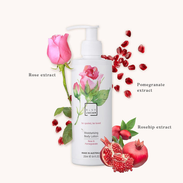Rose & Pomegranate Moisturising Body Lotion - Blue Jacar, Body Care