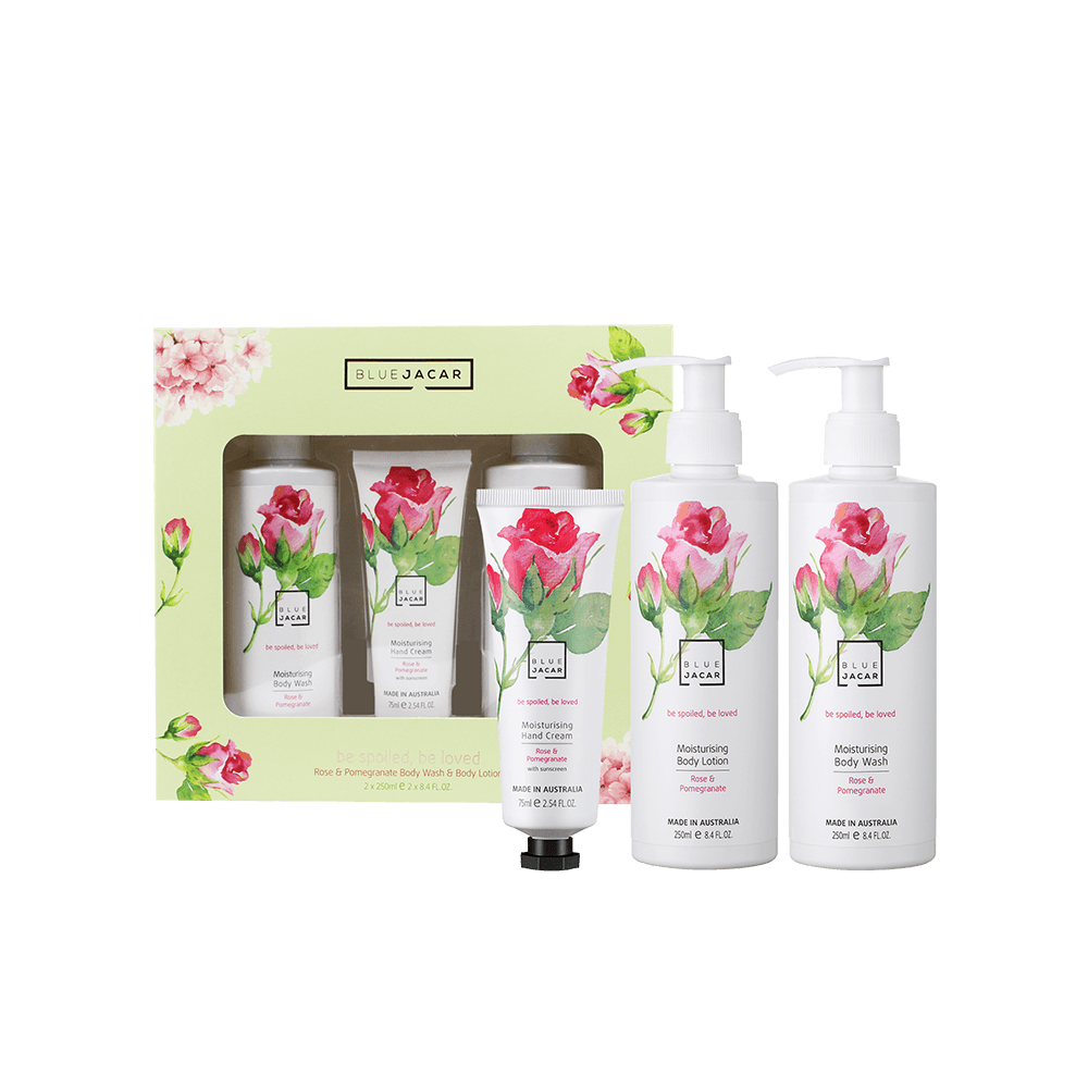 Be Loved Hand & Body Trio Gift Set - Rose & Pomegranate - Blue Jacar, Body Care