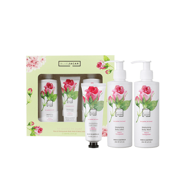 Be Loved Hand & Body Trio Gift Set - Rose & Pomegranate - Blue Jacar, Body Care