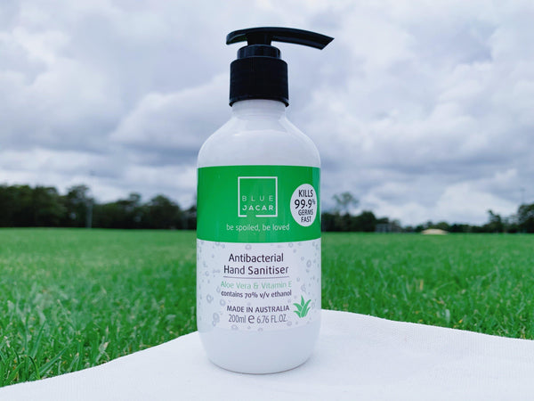 Antibacterial Hand Sanitiser with Aloe Vera & Vitamin E 200ml - Blue Jacar, Skin Care