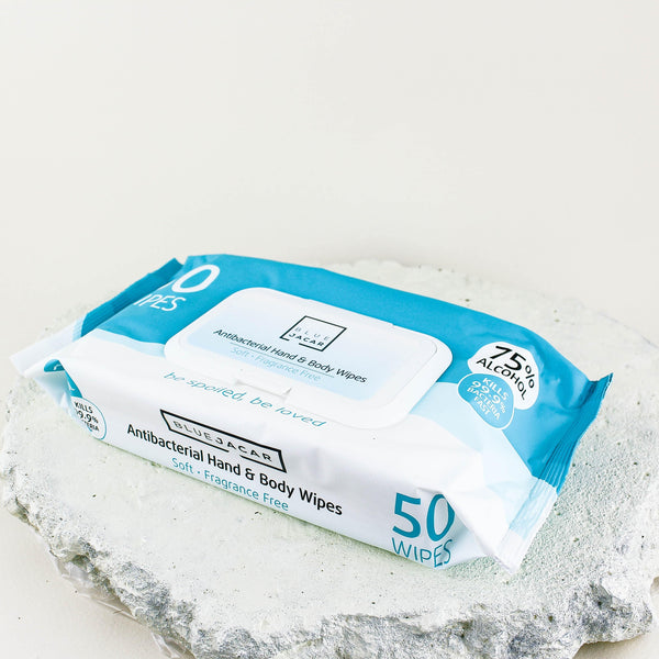 Antibacterial Hand & Body Wipes 50pk - Blue Jacar, Skin Care