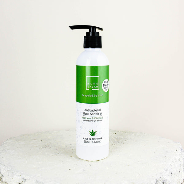 Antibacterial Hand Sanitiser with Aloe Vera & Vitamin E 250ml - Blue Jacar, Skin Care
