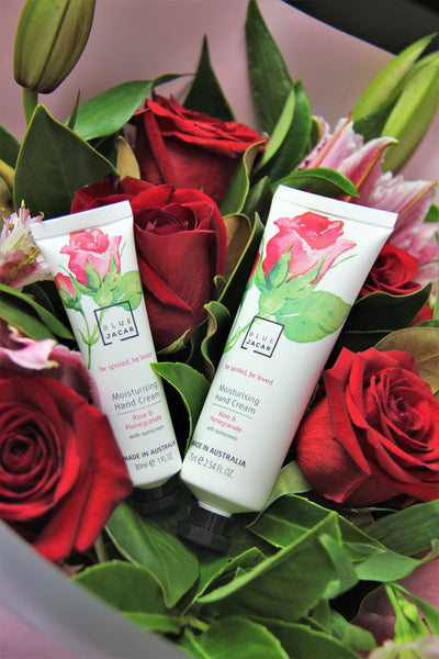 Rose & Pomegranate Hand Cream with Sunscreen - Travel Size - Blue Jacar, Hand Cream