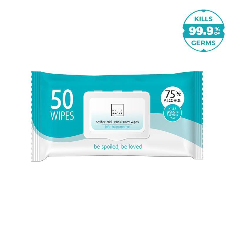 Antibacterial Hand & Body Wipes 50pk - Blue Jacar, Skin Care